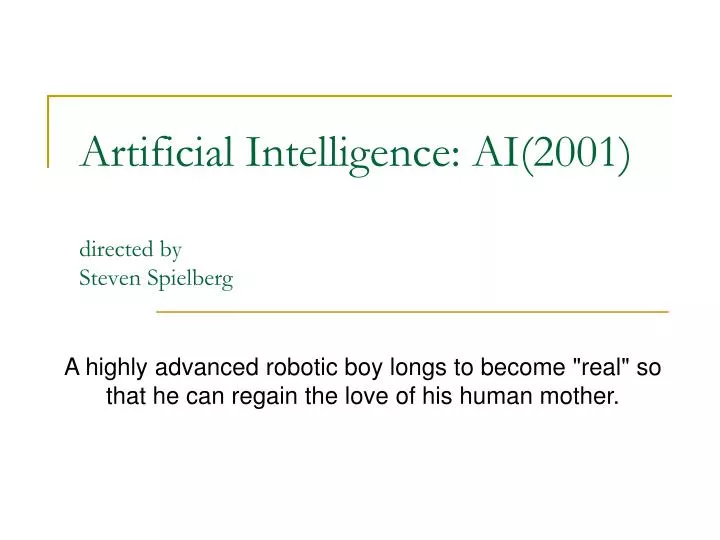 artificial intelligence ai 2001 directed by steven spielberg