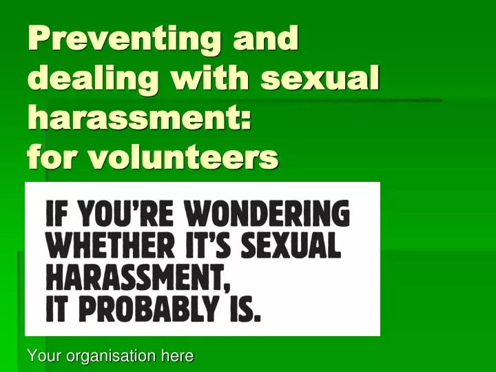 preventing and dealing with sexual harassment for volunteers
