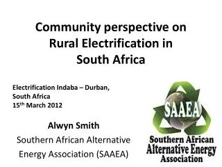 Community perspective on Rural Electrification in South Africa