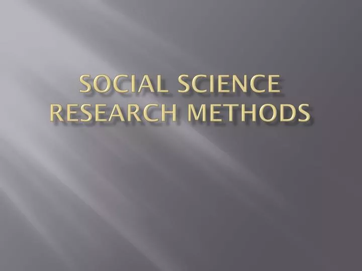 social science research methods