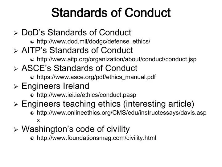 standards of conduct