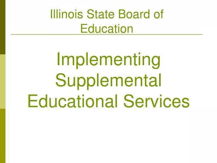 implementing supplemental educational services