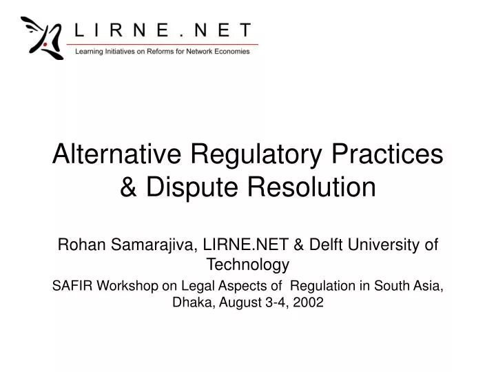 alternative regulat ory practices dispute resolution