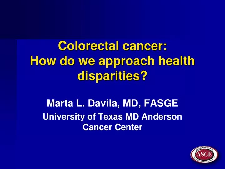 colorectal cancer how do we approach health disparities
