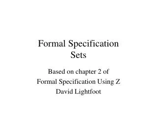 Formal Specification Sets