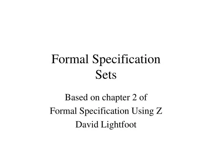 formal specification sets