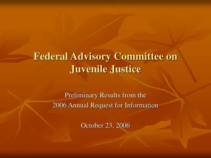 federal advisory committee on juvenile justice