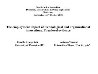 Non-technical innovation Definition, Measurement &amp; Policy Implications Workshop