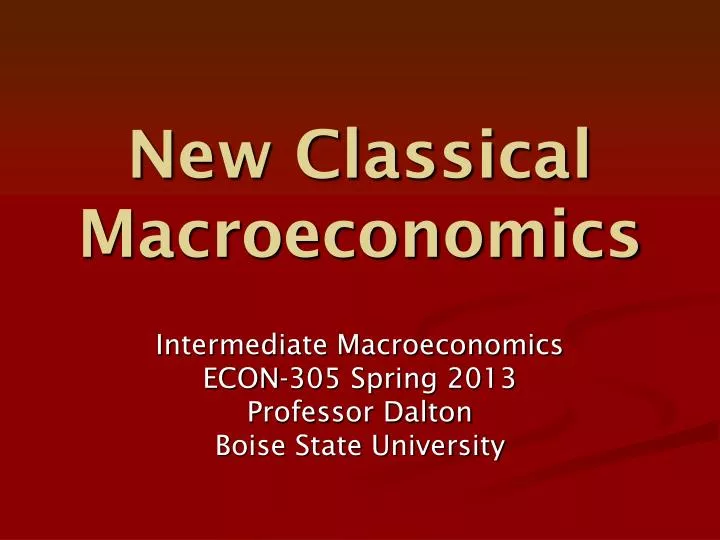 new classical macroeconomics