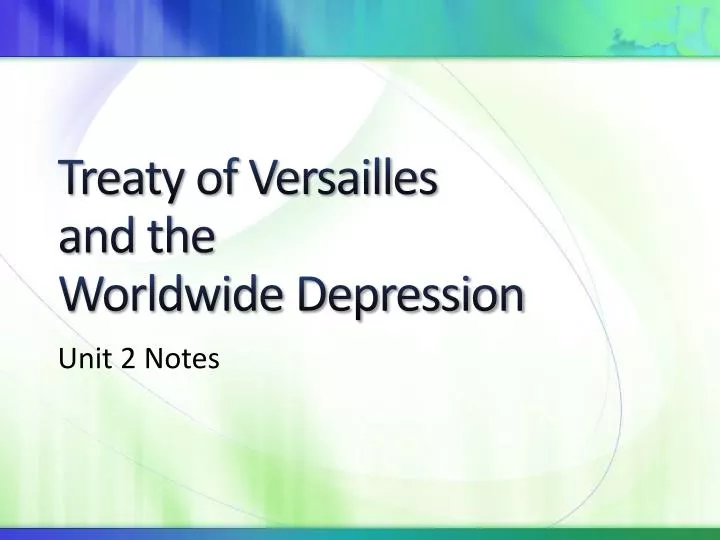 treaty of versailles and the worldwide depression