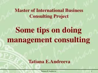 Some tips on doing management consulting