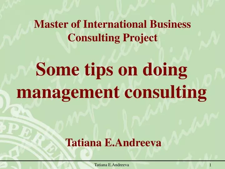 some tips on doing management consulting