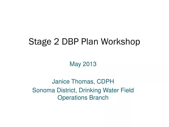stage 2 dbp plan workshop