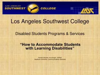 Los Angeles Southwest College Disabled Students Programs &amp; Services