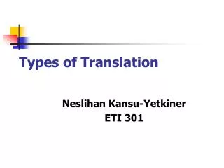 Types of Translation