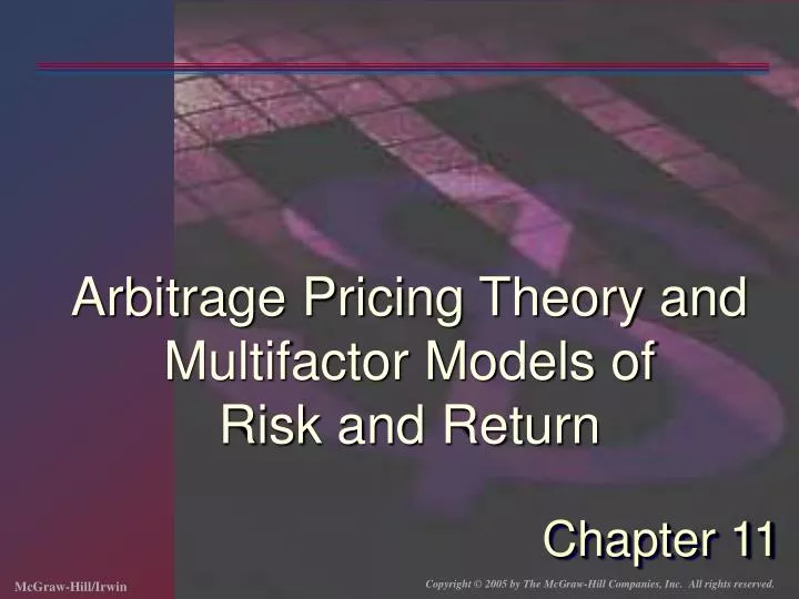arbitrage pricing theory and multifactor models of risk and return