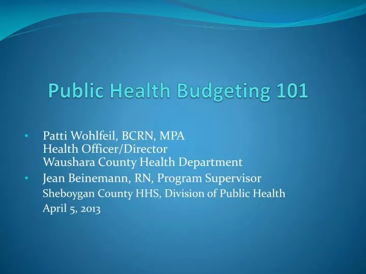 public health budgeting 101