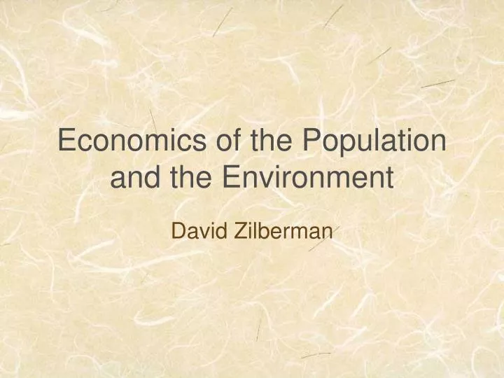 economics of the population and the environment