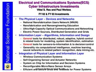 Electrical and Communications Systems(ECS) Cyber Infrastructure Investments