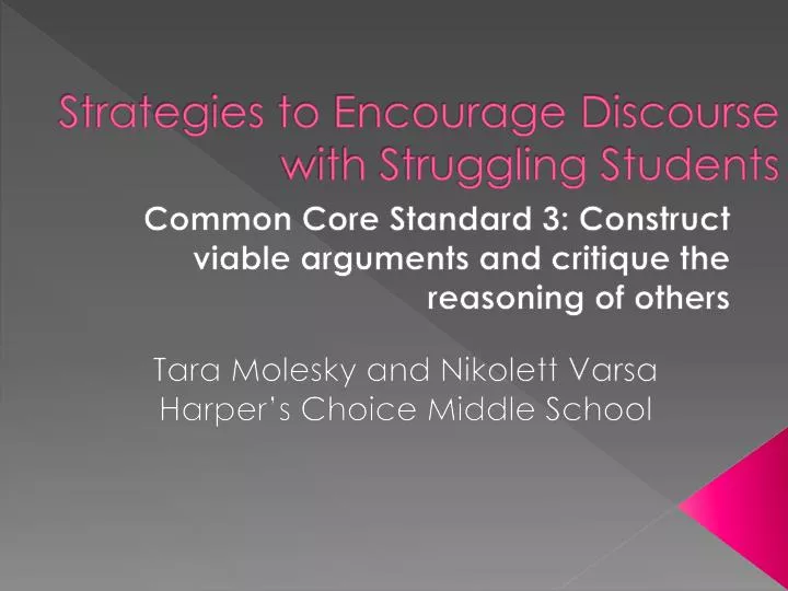 strategies to encourage discourse with struggling students