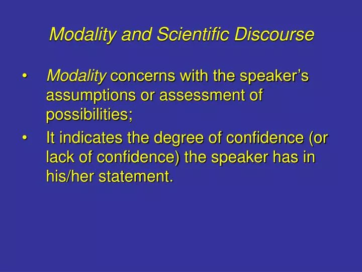 modality and scientific discourse