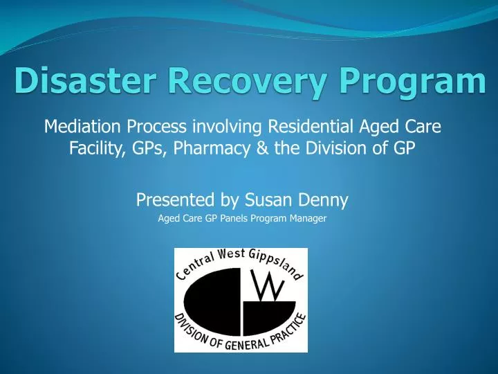 disaster recovery program