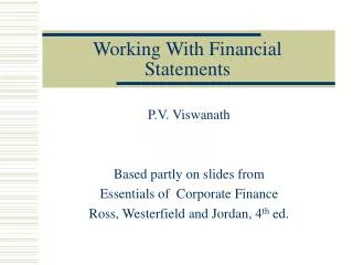 Working With Financial Statements