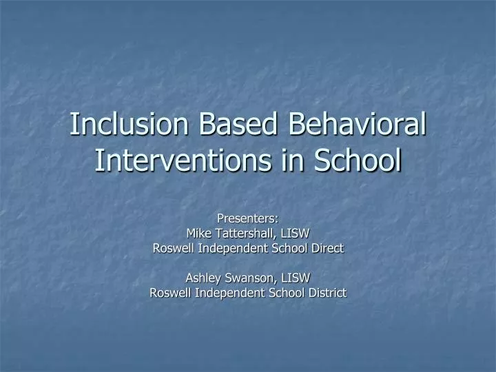 inclusion based behavioral interventions in school