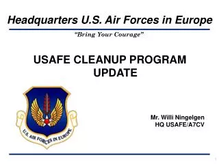 USAFE CLEANUP PROGRAM UPDATE