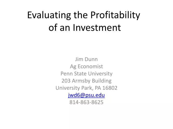 evaluating the profitability of an investment