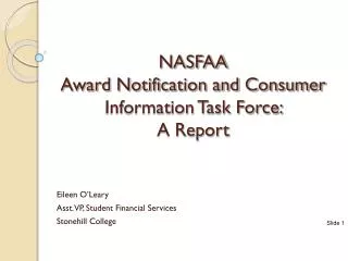 NASFAA Award Notification and Consumer Information Task Force: A Report