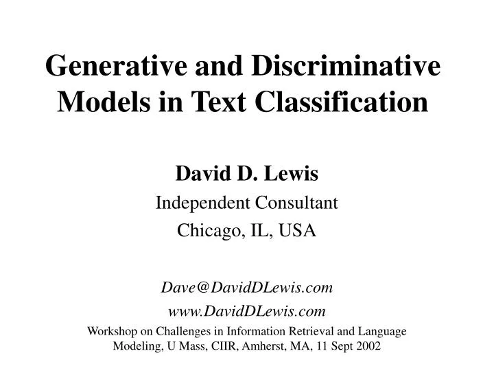 generative and discriminative models in text classification