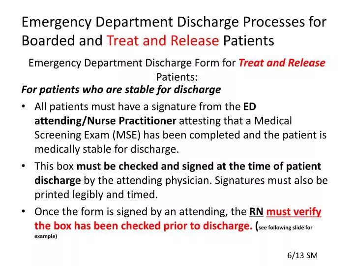 emergency department discharge form for treat and release patients