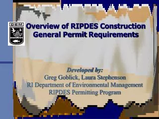 Overview of RIPDES Construction General Permit Requirements