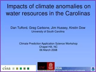 Impacts of climate anomalies on water resources in the Carolinas