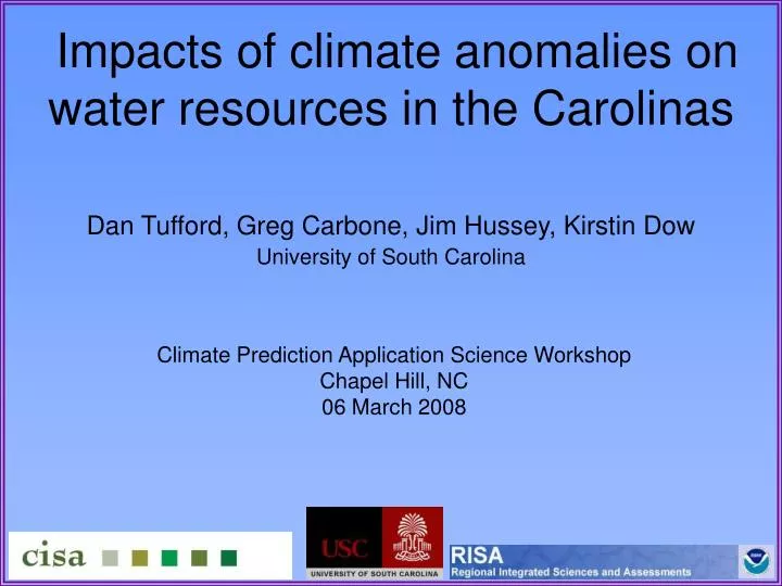 impacts of climate anomalies on water resources in the carolinas