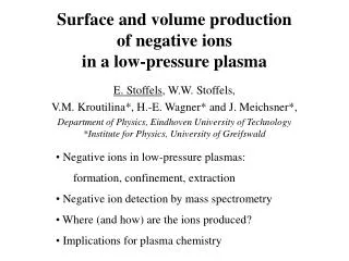Surface and volume production of negative ions in a low-pressure plasma