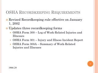 OSHA Recordkeeping Requirements