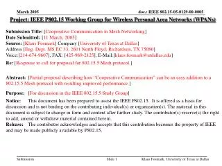 Project: IEEE P802.15 Working Group for Wireless Personal Area Networks (WPANs)