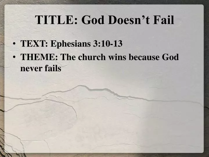 title god doesn t fail