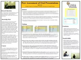 Peer Assessment of Oral Presentations Kevin Yee