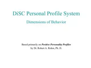 DiSC Personal Profile System