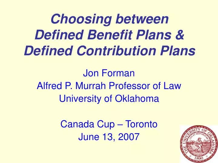 choosing between defined benefit plans defined contribution plans