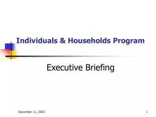 Individuals &amp; Households Program