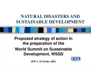 NATURAL DISASTERS AND SUSTAINABLE DEVELOPMENT