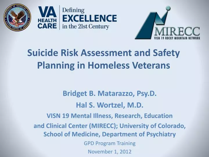suicide risk assessment and safety planning in homeless veterans