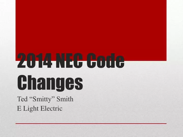2014 nec code changes