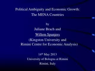 Political Ambiguity and Economic Growth: The MENA Countries by Juliane Brach and Willem Spanjers
