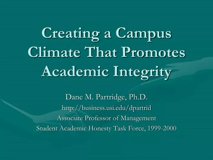 creating a campus climate that promotes academic integrity