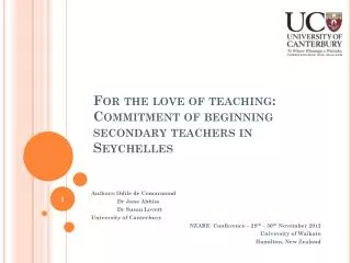For the love of teaching: Commitment of beginning secondary teachers in Seychelles